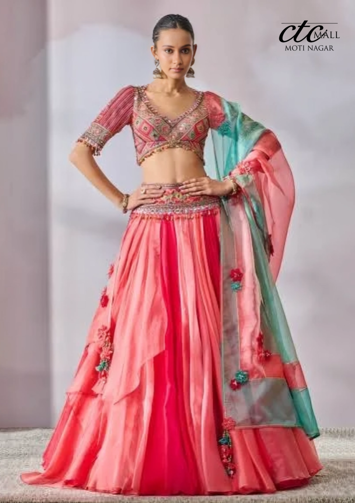 Multi-layers Lehenga Skirt