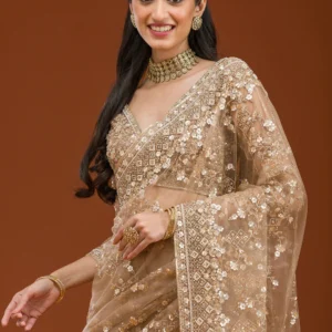 Net Embroidery Saree